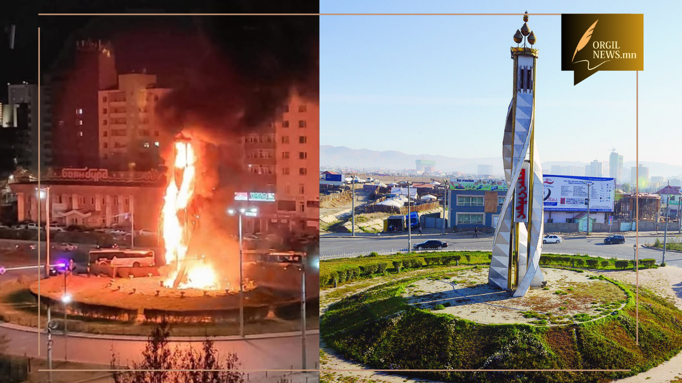 Архидан согтуурсан этгээд Баянбүрдийн тойргийн  хөшөөг шатаажээ.