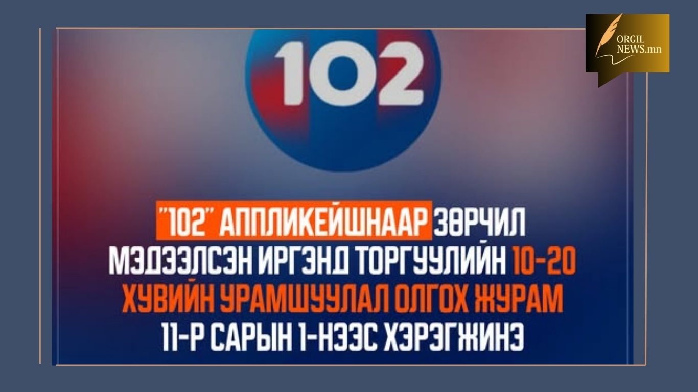 “102” аппликейшнаар зөрчил мэдээлсэн иргэнд торгуулийн 10-20 хувийн урамшуулал олгоно.